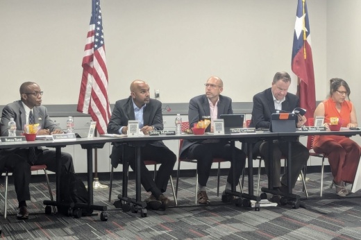 The Coppell ISD board of trustees in session