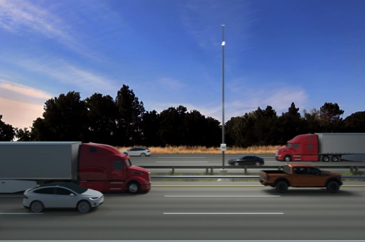 TxDOT is developing a 21-mile “smart corridor” on SH 130 from Georgetown through Del Valle that will work with autonomous semitrucks. (Rendering courtesy Cavnue)