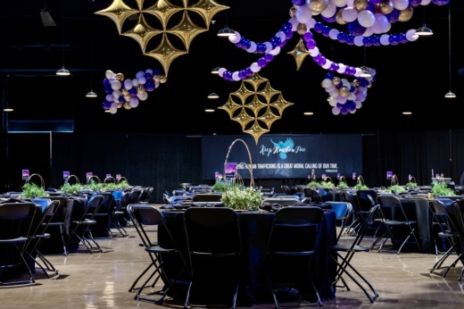 A room set up for a gala