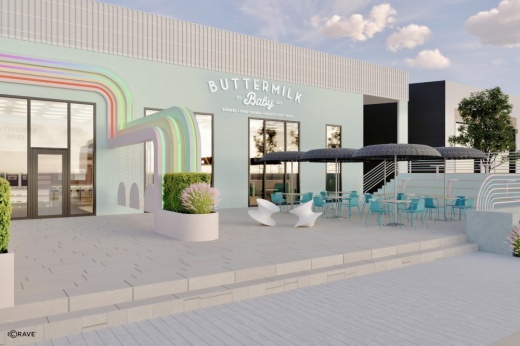 Officials with Berg Hospitality announced their new restaurant and ice cream bar concept, Buttermilk Baby, will open in the M-K-T Heights shopping center in September. (Rendering courtesy Berg Hospitality Group)