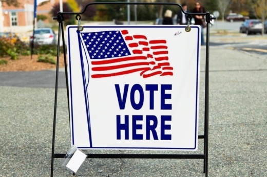 a Vote Here election sign