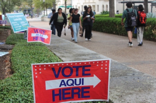 Both cities generally follow state law when it comes to regulating political signage, but they also have specific rules regarding permitting, sign location and size. (Amanda Cutshall/Community Impact)