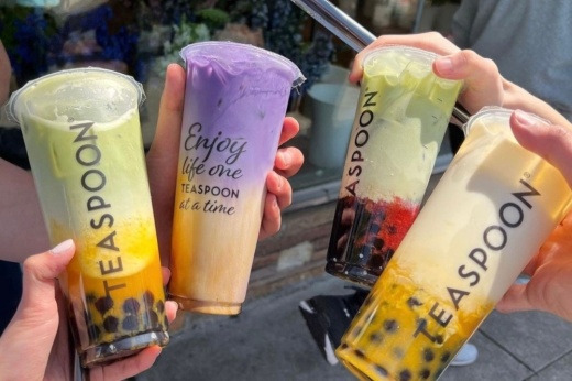 A photo of some of the drinks offered at the boba tea shop.