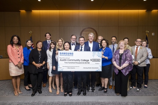 ACC Foundation received a donation from Samsung during the board of trustees meeting on Sept. 9. (Courtesy Austin Community College)