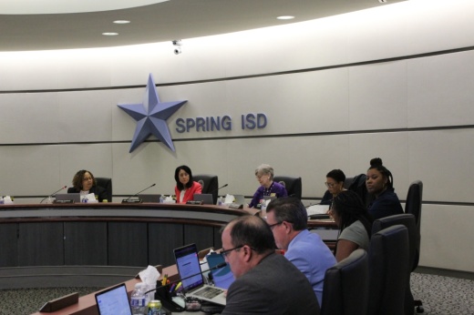 Pictured from left, on Aug. 13, is board President Justine Durant, Superintendent Lupita Hinojosa, trustee Deborah Jensen, Assistant Secretary Rhonda Newhouse and trustee Natasha McDaniel.