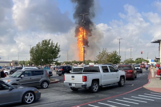 A pipeline explosion near La Porte caused a flame to shoot hundreds of feet in the air, causing a fire to spread and prompting officials to mandate large-scale evacuations in the area. (Courtesy Savannah Sierra)
