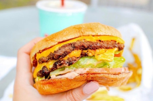 close up of a burger