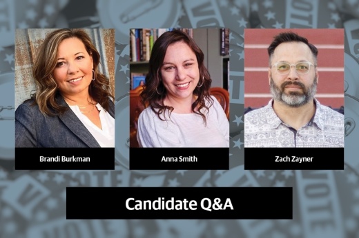 Headshots for the three candidates for Place 4 on the Leander ISD board of trustees