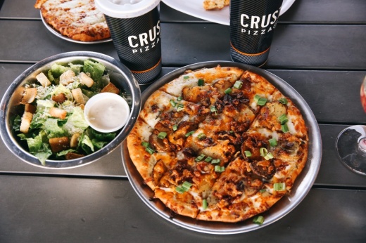 Crust Pizza Co pizza, drinks and salad