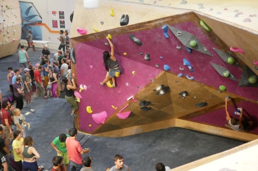 people rock climbing on an indoor wall at Crux climbing center in south austin
