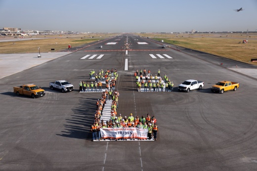 The construction team pictured on the new runway
