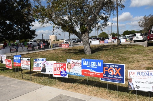 Campaign signs at the Guadalupe County Schertz Annex