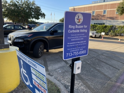 Pictured is a Harris County curbside election option at polling location Maude Marks library for voters with disabilities.
