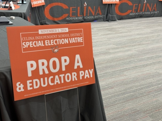 a yard sign for the Celina ISD tax rate election