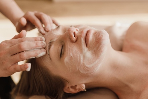 Woman getting a facial