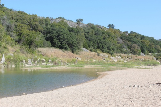 A section of the Pedernales river near the proposed Mirasol Springs development. (Chloe Young/Community Impact)