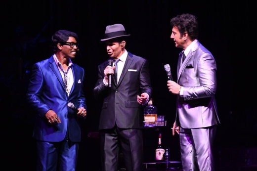 The Rat Pack tribute artists on stage.