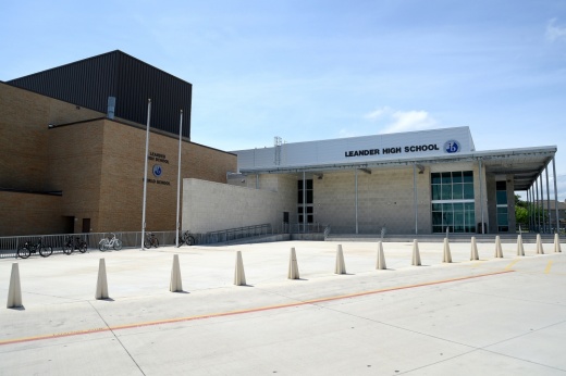 The entrance to Leander High School