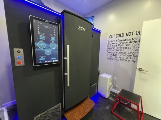 A cryotherapy within Cryo Nation, which is located in Highland Village.