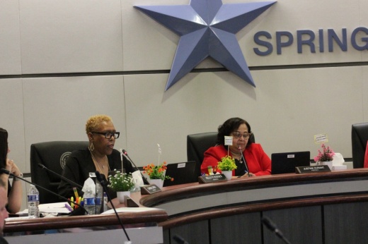 Spring ISD trustees at a board meeting
