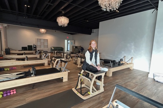 Claire Kinchen owns Finding Flow Pilates, a business she operates in a shared space with Active Sports Therapy and Rehabilitation, a business owned by her husband Seth Wagenblast. (Brooke Sjoberg/Community Impact)