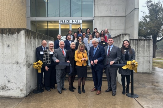 Local, state and university officials marked the opening of the School of Health Sciences at St. Edward's University with a ribbon-cutting ceremony Jan. 28. (Brooke Sjoberg/Community Impact)