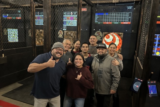 Axe-Mania, a family-friendly ax-throwing venue, opened in Kingwood in mid-January. (Courtesy Axe-Mania)