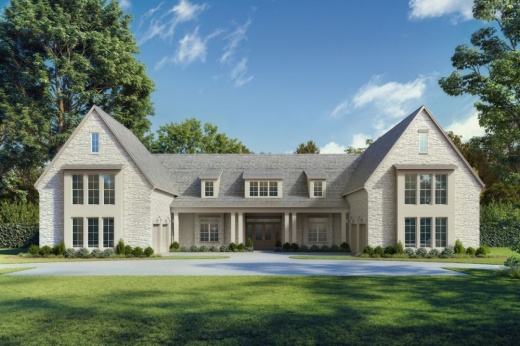 The showcase home, one of three that Royal Texan Homes plans to build, will feature family and formal kitchens, storage space, and oversized garages, according to the news release. (Rendering courtesy Royal Texan Homes)