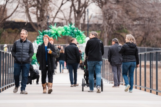 The Hartman Bridge, a part of the Waterloo Greenway Confluence project in downtown Austin, opened for pedestrian and bike use Jan. 27. (Courtesy Roger Ho/The Conservancy)
