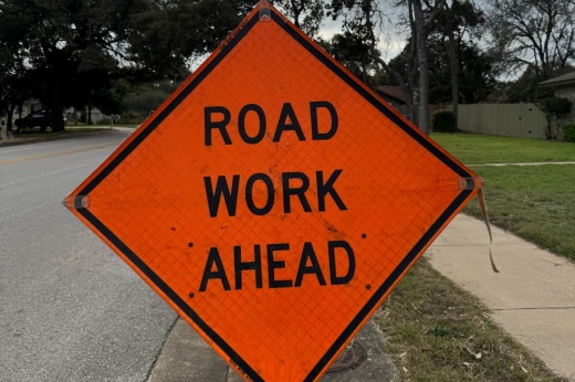 Road work ahead sign
