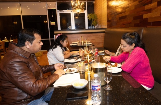 Family eating dinner