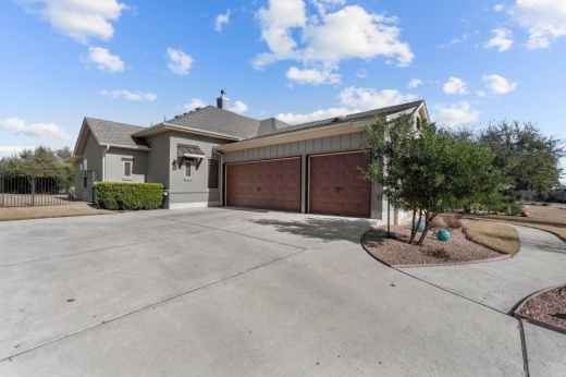 A home with a large driveway