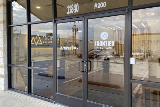 The entrance to Frontier Direct Care's clinic for Leander ISD
