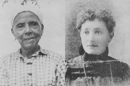 Black and white headshots are shown of the two women.
