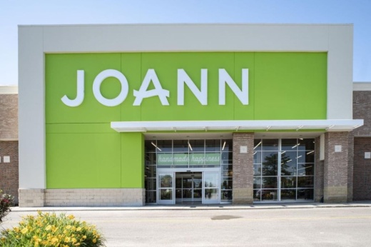 Exterior of building with Joann signage.