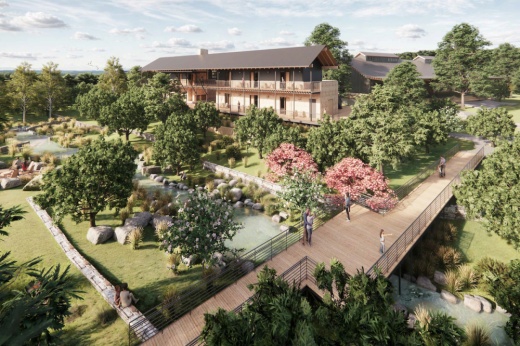 The four phase expansion includes a new dining hall, maintenance barn, family cabins, amenities and welcome center. (Rendering courtesy T Bar M Camps & Retreats)