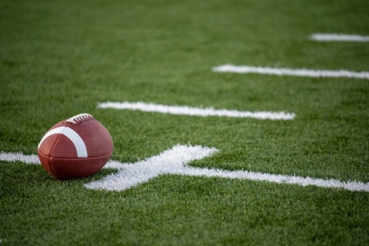 American football on a football field