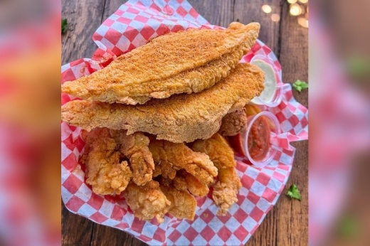 Quickie Crab serves a several seafood dishes, including a fried shrimp and fried catfish, pictured.