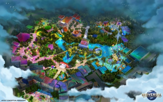 a rendering of a theme park