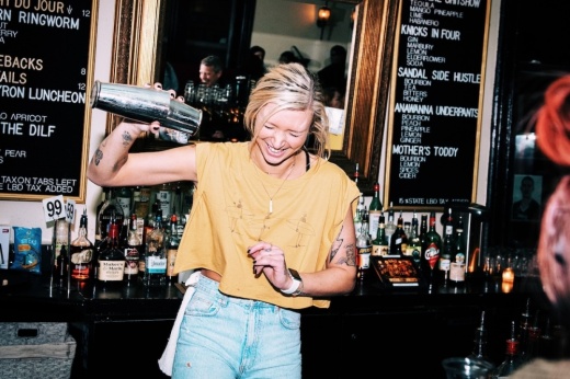 Bartender shaking drink