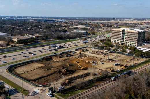 Richardson aims to replace unused office buildings with new apartment complexes, such as The Glenville. (Courtesy Sky Eyes)