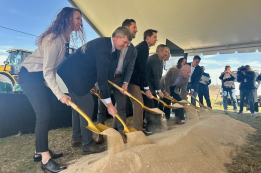 Representatives of developer Mark IV Capital and the city of Round Rock held a ground breaking ceremony March 6, marking the beginning of work on site infrastructure. (Brooke Sjoberg/Community Impact)