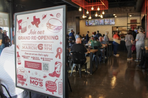 An image of the event sign and inside of the restaurant.