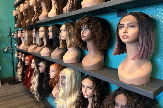 The beauty supply store sells standard wigs and medical grade wigs. (Amira Van Leeuwen/Community Impact)
