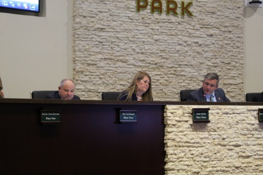 The Cedar Park City Council sits behind the dias