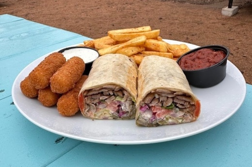 Doner wraps, mozzarella sticks and french fries