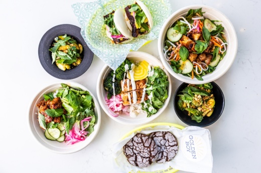 Golden Boy, now open at the Fareground Austin, features a menu including bao, bowls and salads, curated by James Bear and Michelin-trained chef Nick Middleton. (Courtesy Fareground)