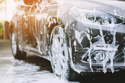Image of a car covered in soap