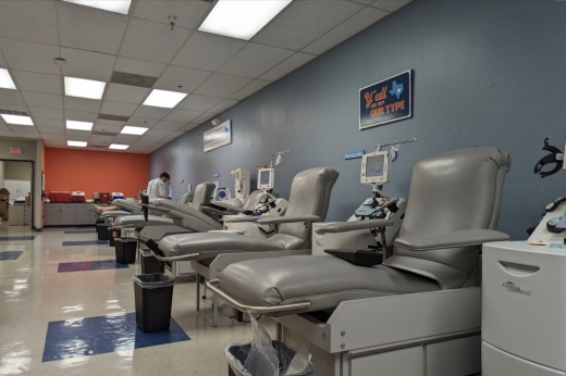 cushioned seats where blood is drawn