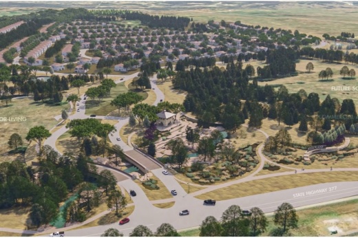 The purpose is to connect the planned mixed use development to US 377 with a grand entrance.